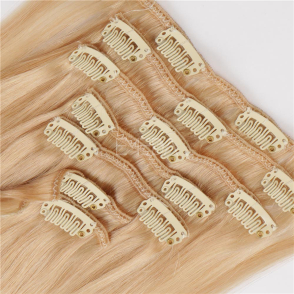 Clip in human hair extensions indian remy wj070